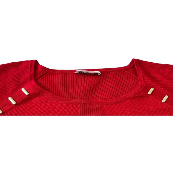 CALVIN KLEIN LONG RAGLAN SLV PULL-OVER RIBBED KNIT SWEATER, WOMENS, XL, RED - Picture 2 of 12
